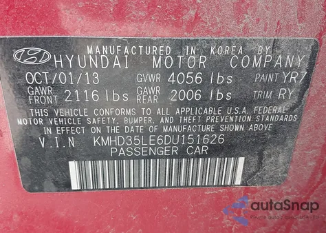 2013 Hyundai Elantra Gt z USA, uszkodzony, nr VIN KMHD35LE6DU151626